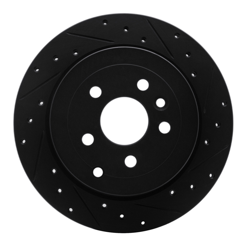 Land Rover LR2 Brake Rotor (1) - Rear Right - R1 Concepts - Drilled & Slotted - Black - `08-`12 Land Rover LR2 Brake Rotor (1) - Rear Right - R1 Concepts - Drilled & Slotted - Black - `08-`12